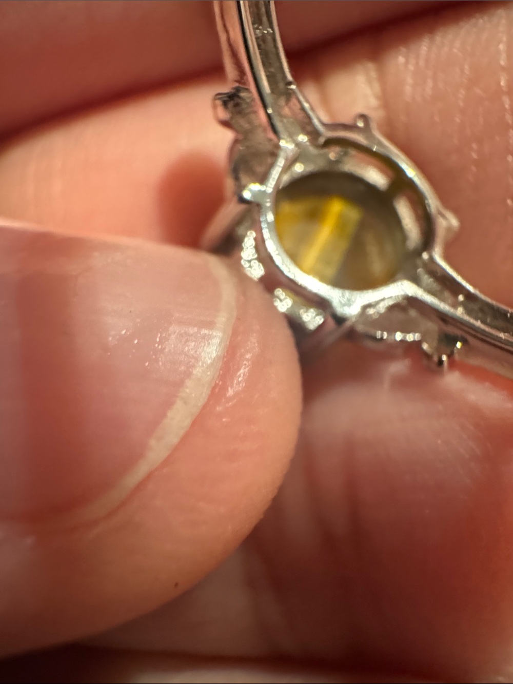 Tiger's Eye adjustable Silver tone Ring with Yellow Tiger Eye Cabochon - Picture 7 of 8